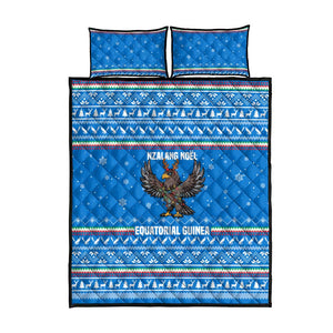 Equatorial Guinea Christmas Quilt Bed Set Nzalang Noel Eagle Flag Snowflakes - African Pride