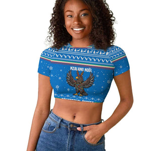 Equatorial Guinea Christmas Raglan Cropped T shirt Nzalang Noel Eagle Flag Snowflakes - African Pride
