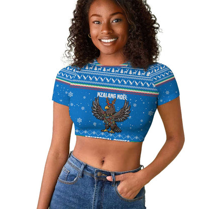 Equatorial Guinea Christmas Raglan Cropped T shirt Nzalang Noel Eagle Flag Snowflakes - African Pride