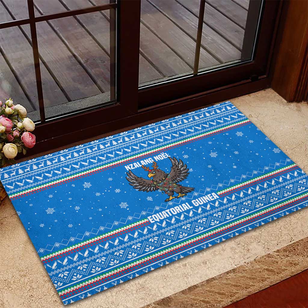 Equatorial Guinea Christmas Rubber Doormat Nzalang Noel Eagle Flag Snowflakes - African Pride