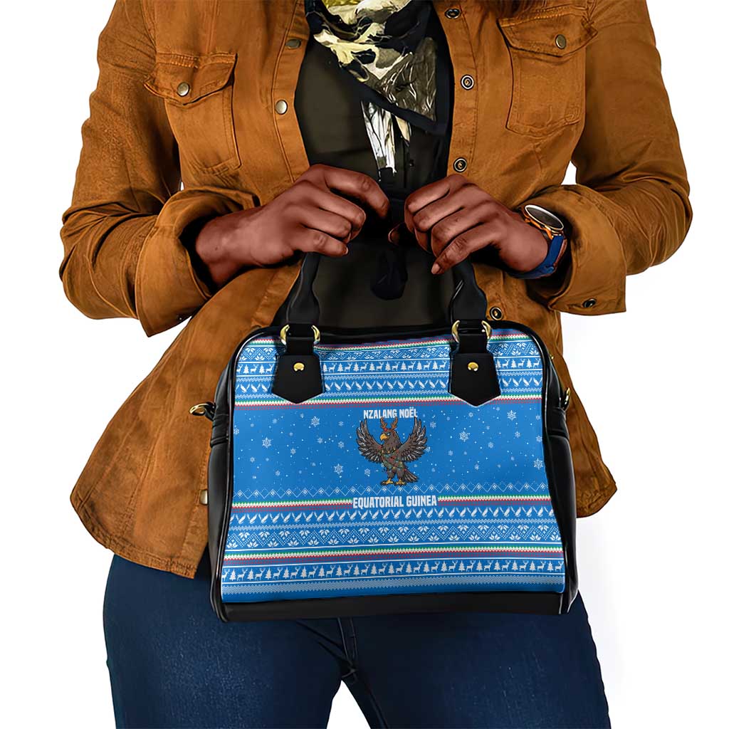 Equatorial Guinea Christmas Shoulder Handbag Nzalang Noel Eagle Flag Snowflakes - African Pride