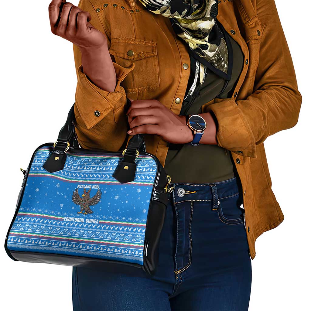 Equatorial Guinea Christmas Shoulder Handbag Nzalang Noel Eagle Flag Snowflakes - African Pride