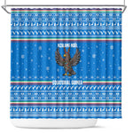 Equatorial Guinea Christmas Shower Curtain Nzalang Noel Eagle Flag Snowflakes - African Pride