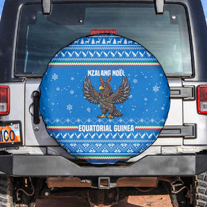 Equatorial Guinea Christmas Spare Tire Cover Nzalang Noel Eagle Flag Snowflakes - African Pride