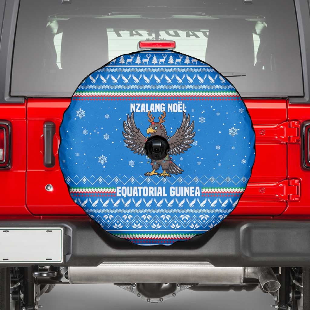 Equatorial Guinea Christmas Spare Tire Cover Nzalang Noel Eagle Flag Snowflakes - African Pride