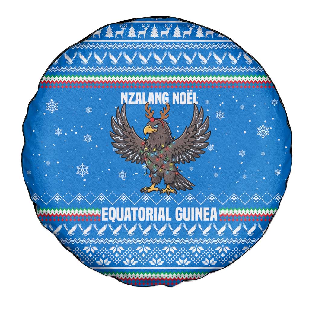 Equatorial Guinea Christmas Spare Tire Cover Nzalang Noel Eagle Flag Snowflakes - African Pride