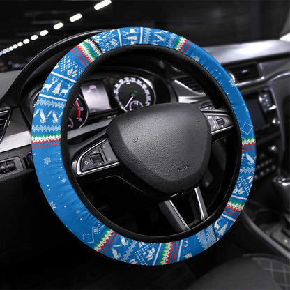 Equatorial Guinea Christmas Steering Wheel Cover Nzalang Noel Eagle Flag Snowflakes - African Pride