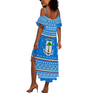 Equatorial Guinea Christmas Summer Maxi Dress Nzalang Noel Eagle Flag Snowflakes - African Pride