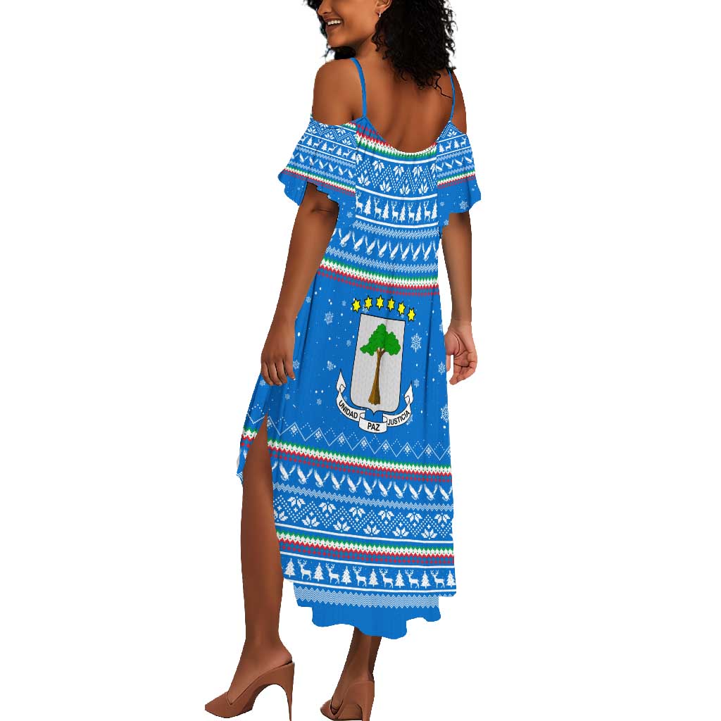 Equatorial Guinea Christmas Summer Maxi Dress Nzalang Noel Eagle Flag Snowflakes - African Pride