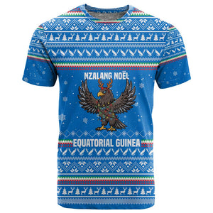 Equatorial Guinea Christmas T shirt Nzalang Noel Eagle Flag Snowflakes - African Pride