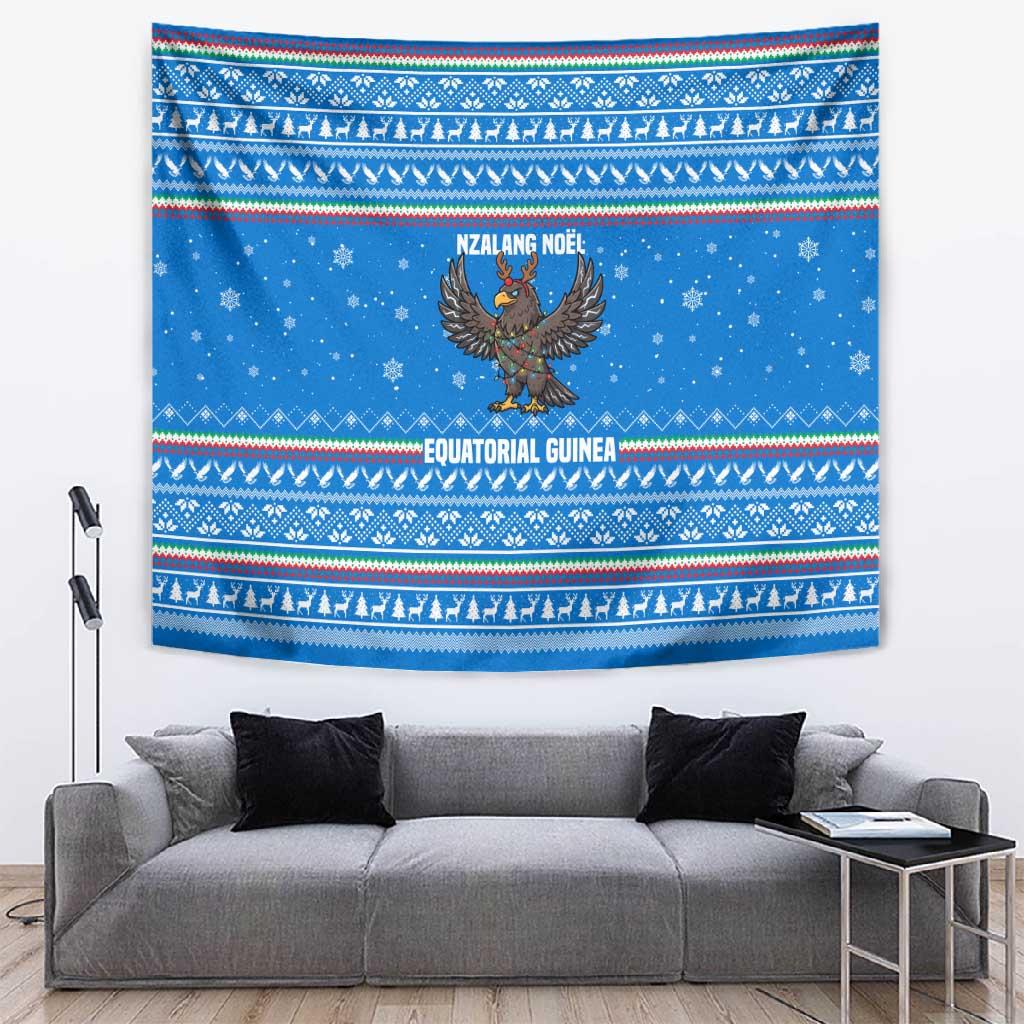 Equatorial Guinea Christmas Tapestry Nzalang Noel Eagle Flag Snowflakes - African Pride