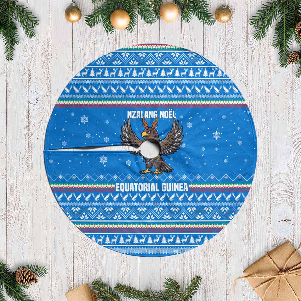 Equatorial Guinea Christmas Tree Skirt Nzalang Noel Eagle Flag Snowflakes - African Pride