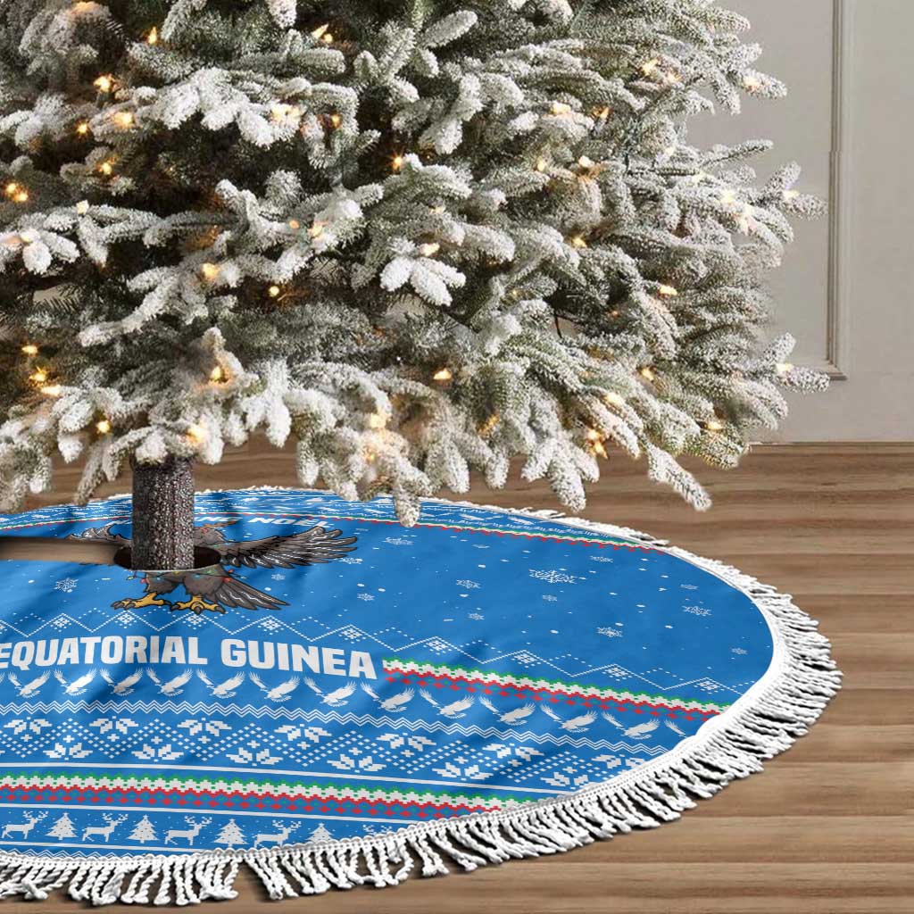 Equatorial Guinea Christmas Tree Skirt Nzalang Noel Eagle Flag Snowflakes - African Pride