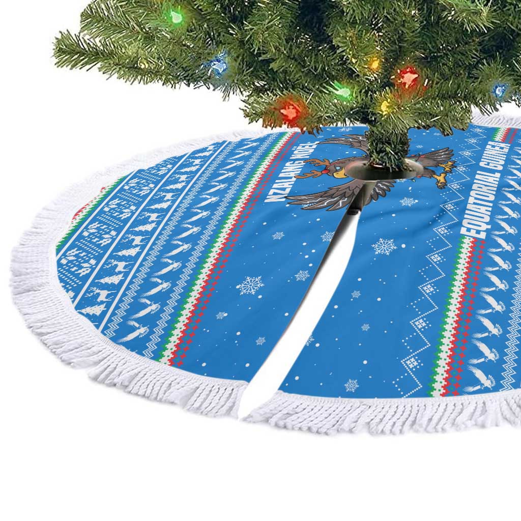 Equatorial Guinea Christmas Tree Skirt Nzalang Noel Eagle Flag Snowflakes - African Pride