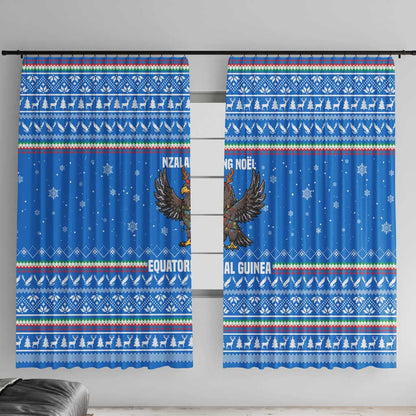 Equatorial Guinea Christmas Window Curtain Nzalang Noel Eagle Flag Snowflakes - African Pride
