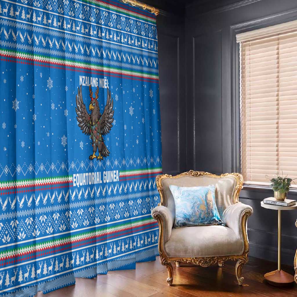Equatorial Guinea Christmas Window Curtain Nzalang Noel Eagle Flag Snowflakes - African Pride