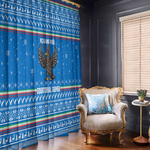 Equatorial Guinea Christmas Window Curtain Nzalang Noel Eagle Flag Snowflakes - African Pride