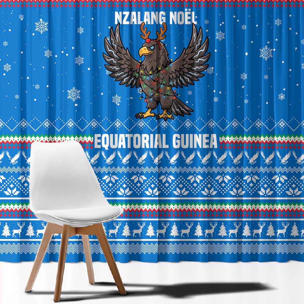 Equatorial Guinea Christmas Window Curtain Nzalang Noel Eagle Flag Snowflakes - African Pride