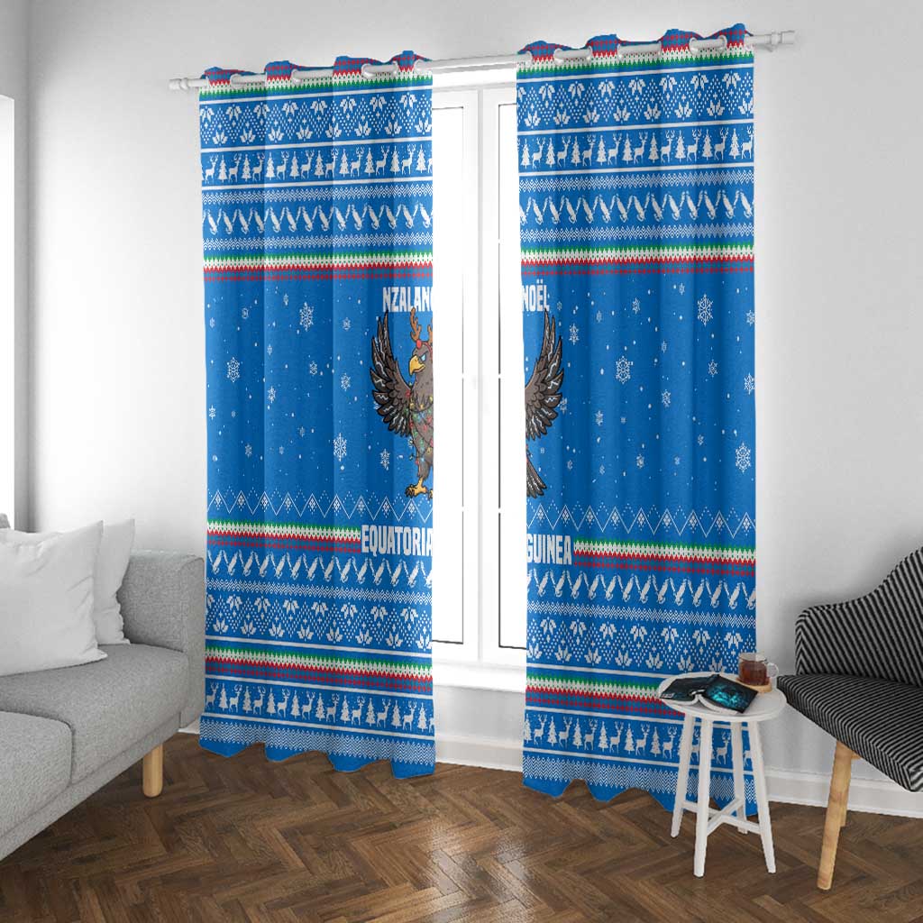 Equatorial Guinea Christmas Window Curtain Nzalang Noel Eagle Flag Snowflakes - African Pride