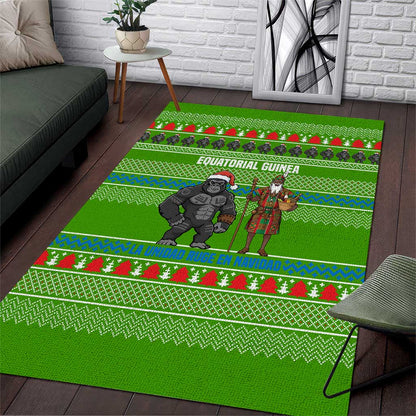 Equatorial Guinea Christmas Area Rug Santa Gorilla Gift Basket - African Pride