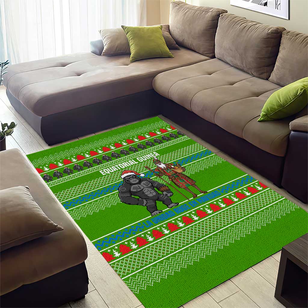 Equatorial Guinea Christmas Area Rug Santa Gorilla Gift Basket - African Pride
