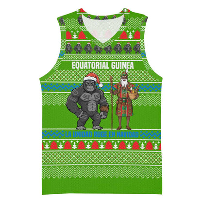 Equatorial Guinea Christmas Basketball Jersey Santa Gorilla Gift Basket - African Pride
