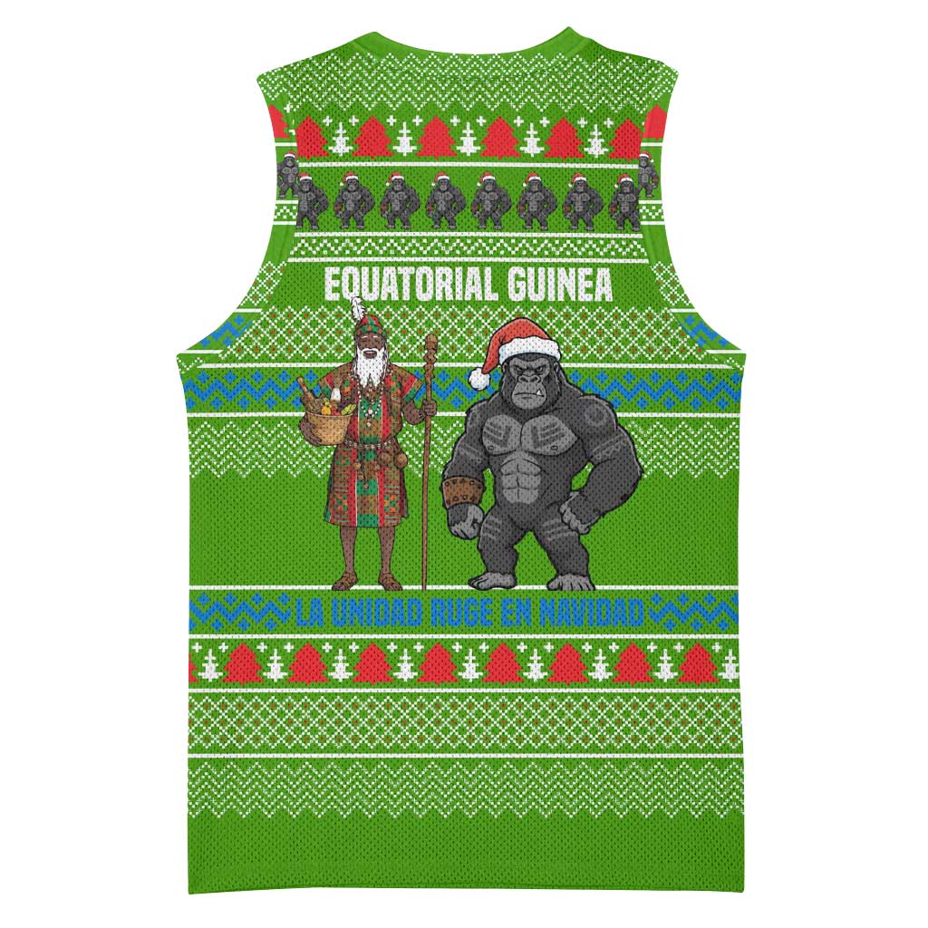 Equatorial Guinea Christmas Basketball Jersey Santa Gorilla Gift Basket - African Pride