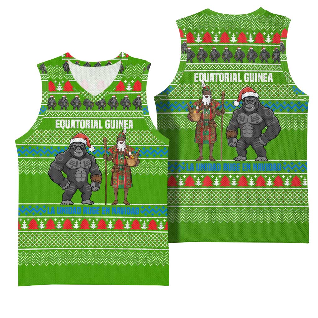 Equatorial Guinea Christmas Basketball Jersey Santa Gorilla Gift Basket - African Pride