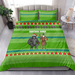 Equatorial Guinea Christmas Bedding Set Santa Gorilla Gift Basket - African Pride