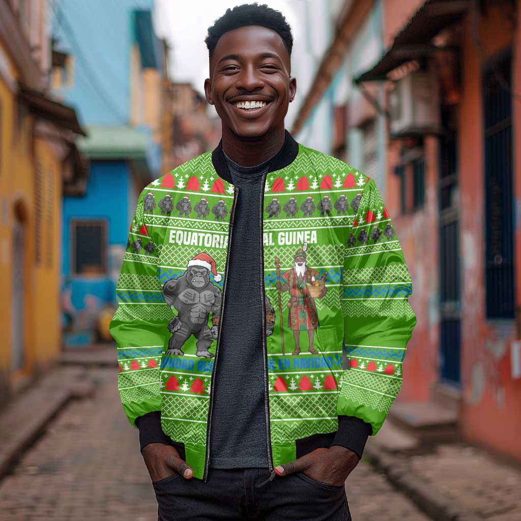 Equatorial Guinea Christmas Bomber Jacket Santa Gorilla Gift Basket - African Pride