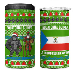 Equatorial Guinea Christmas 4 in 1 Can Cooler Tumbler Santa Gorilla Gift Basket - African Pride