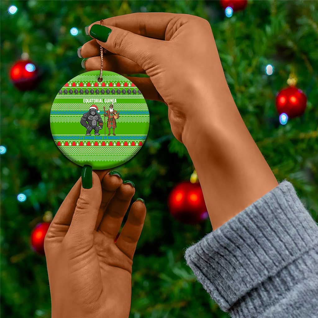 Equatorial Guinea Christmas Ceramic Ornament Santa Gorilla Gift Basket - African Pride