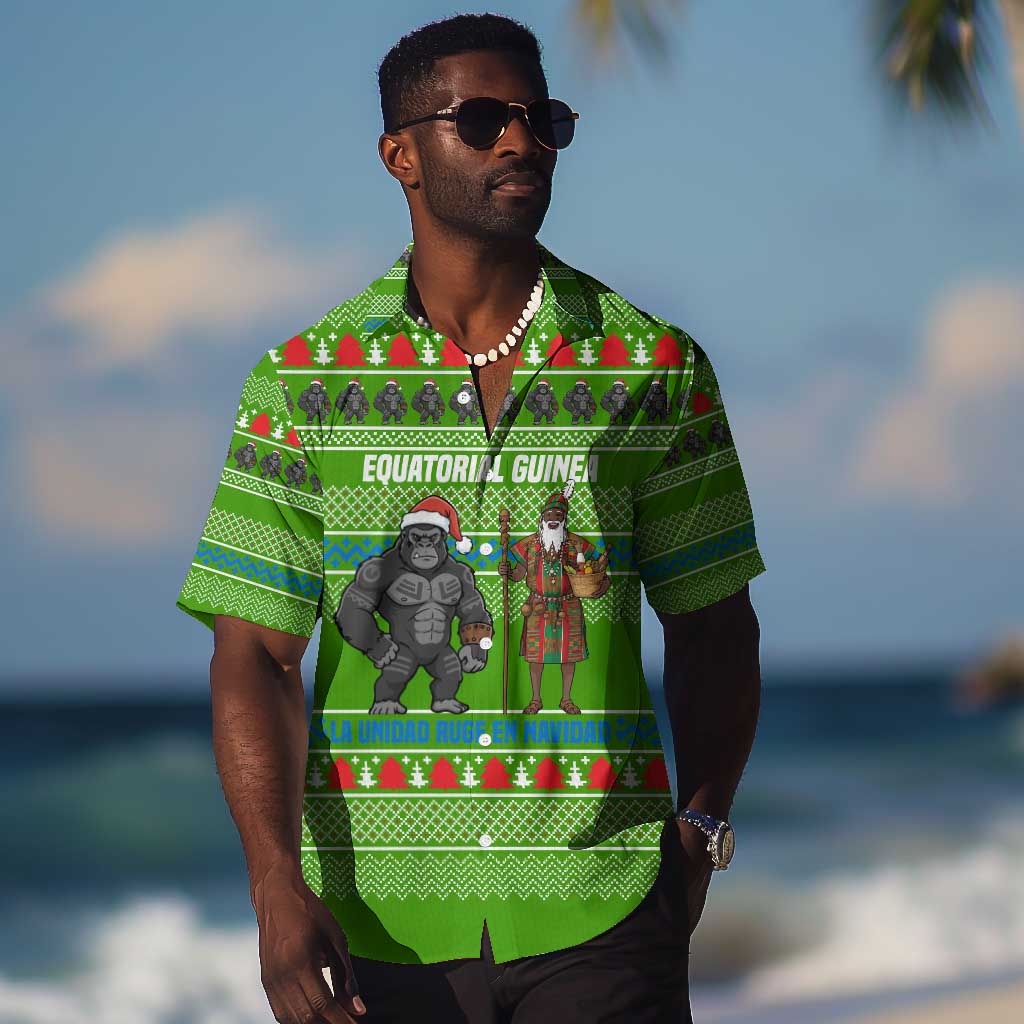 Equatorial Guinea Christmas Hawaiian Shirt Santa Gorilla Gift Basket - African Pride