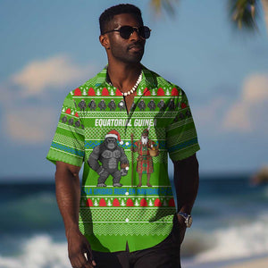 Equatorial Guinea Christmas Hawaiian Shirt Santa Gorilla Gift Basket - African Pride