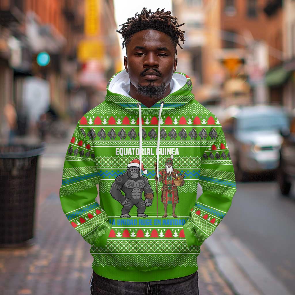 Equatorial Guinea Christmas Hoodie Santa Gorilla Gift Basket - African Pride