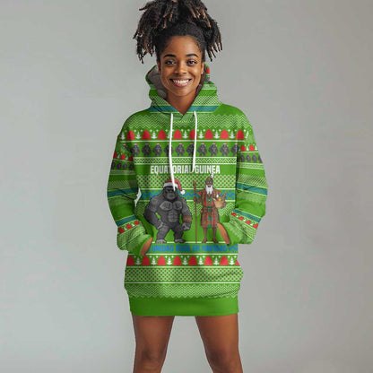 Equatorial Guinea Christmas Hoodie Dress Santa Gorilla Gift Basket - African Pride