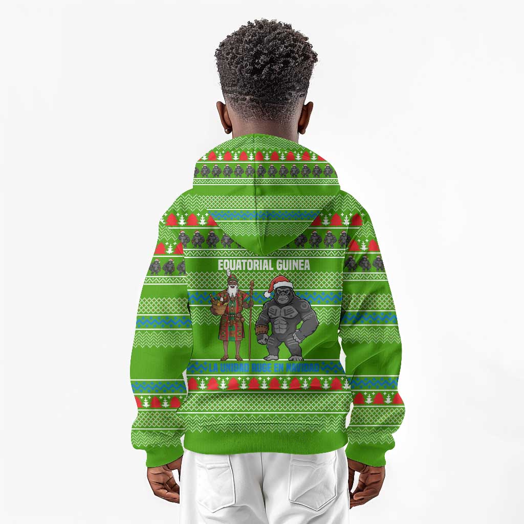 Equatorial Guinea Christmas Kid Hoodie Santa Gorilla Gift Basket - African Pride