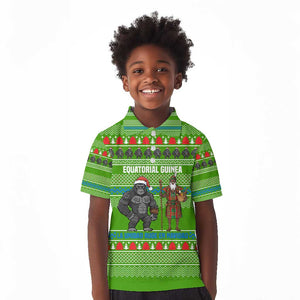 Equatorial Guinea Christmas Kid Polo Shirt Santa Gorilla Gift Basket - African Pride