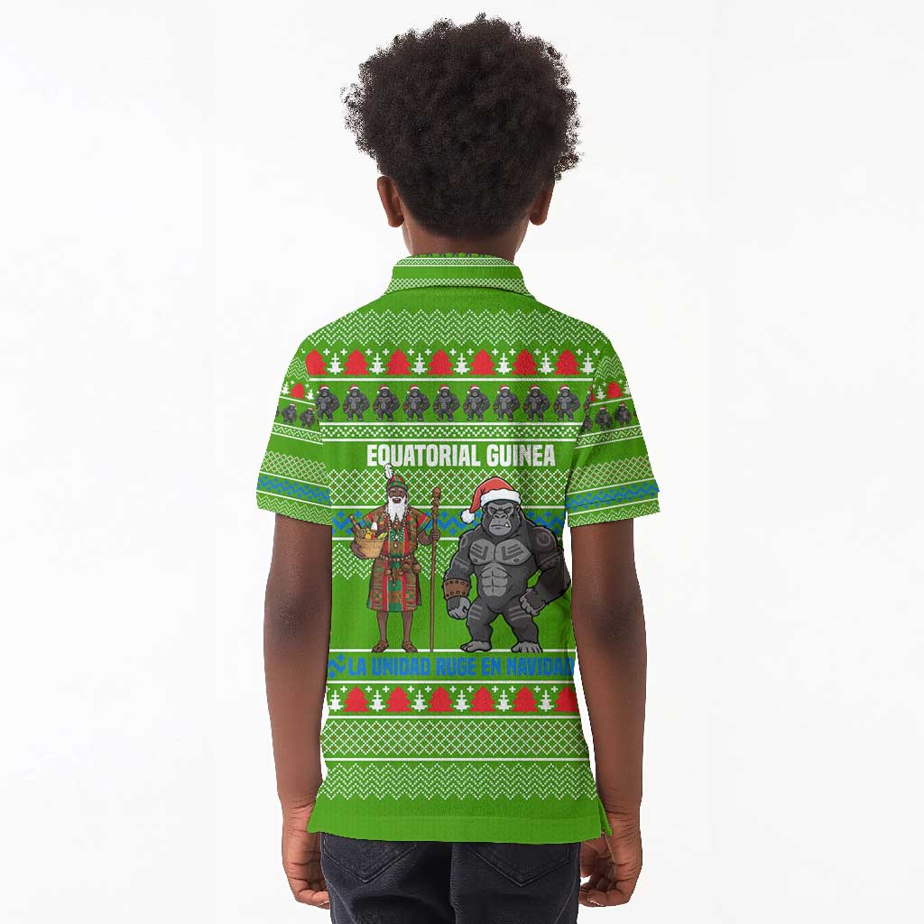 Equatorial Guinea Christmas Kid Polo Shirt Santa Gorilla Gift Basket - African Pride