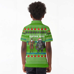 Equatorial Guinea Christmas Kid Polo Shirt Santa Gorilla Gift Basket - African Pride