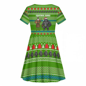 Equatorial Guinea Christmas Kid Short Sleeve Dress Santa Gorilla Gift Basket - African Pride