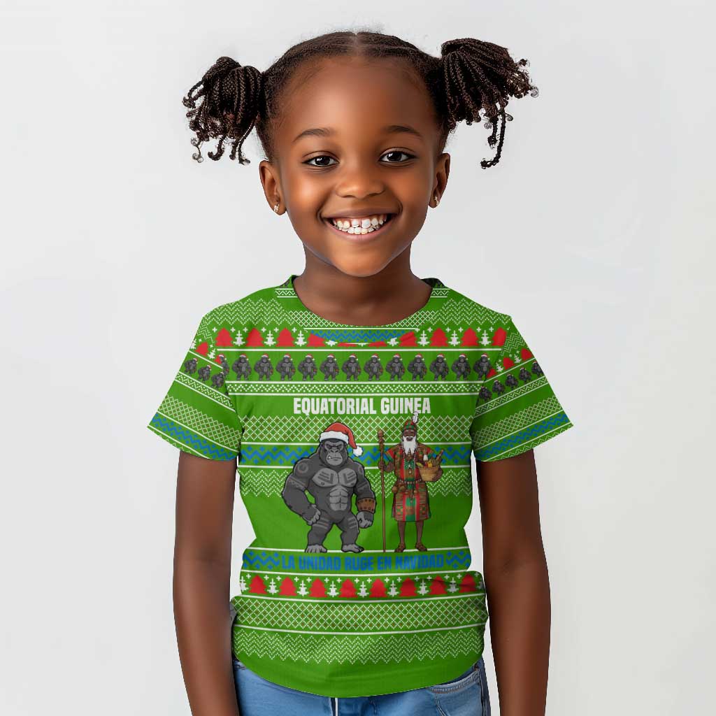 Equatorial Guinea Christmas Kid T shirt Santa Gorilla Gift Basket - African Pride