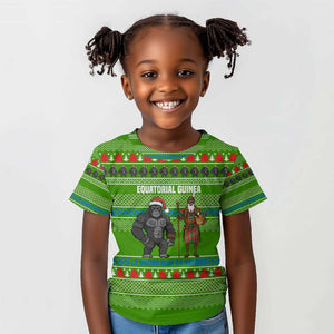 Equatorial Guinea Christmas Kid T shirt Santa Gorilla Gift Basket - African Pride