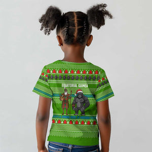 Equatorial Guinea Christmas Kid T shirt Santa Gorilla Gift Basket - African Pride