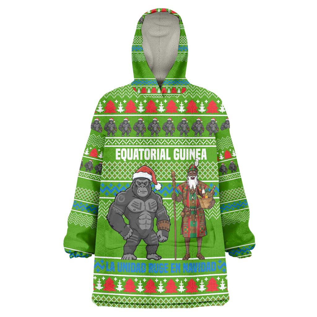 Equatorial Guinea Christmas Kid Wearable Blanket Hoodie Santa Gorilla Gift Basket - African Pride
