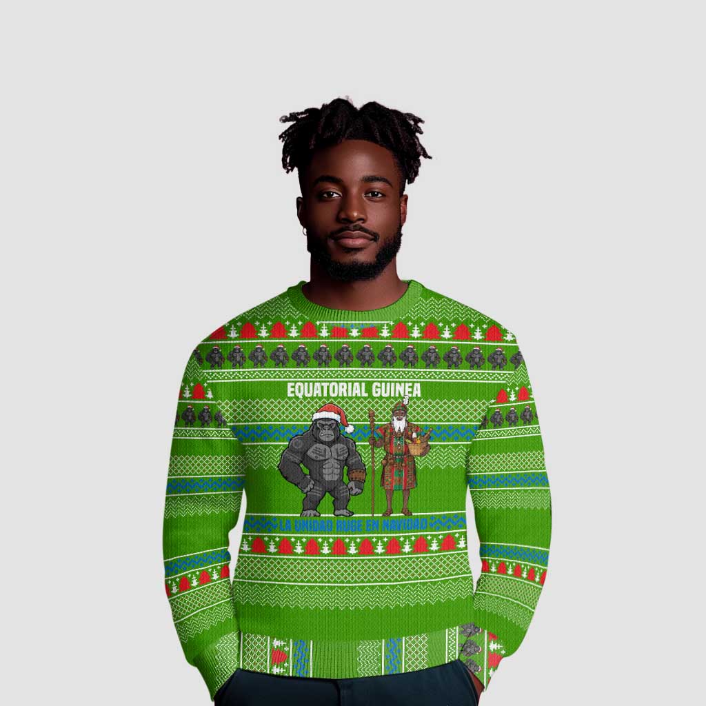 Equatorial Guinea Christmas Ugly Christmas Sweater Santa Gorilla Gift Basket - African Pride