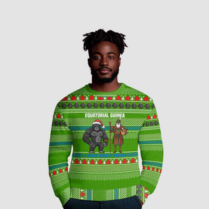 Equatorial Guinea Christmas Ugly Christmas Sweater Santa Gorilla Gift Basket - African Pride