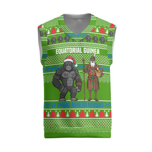 Equatorial Guinea Christmas Knitted V-Neck Vest Santa Gorilla Gift Basket - African Pride