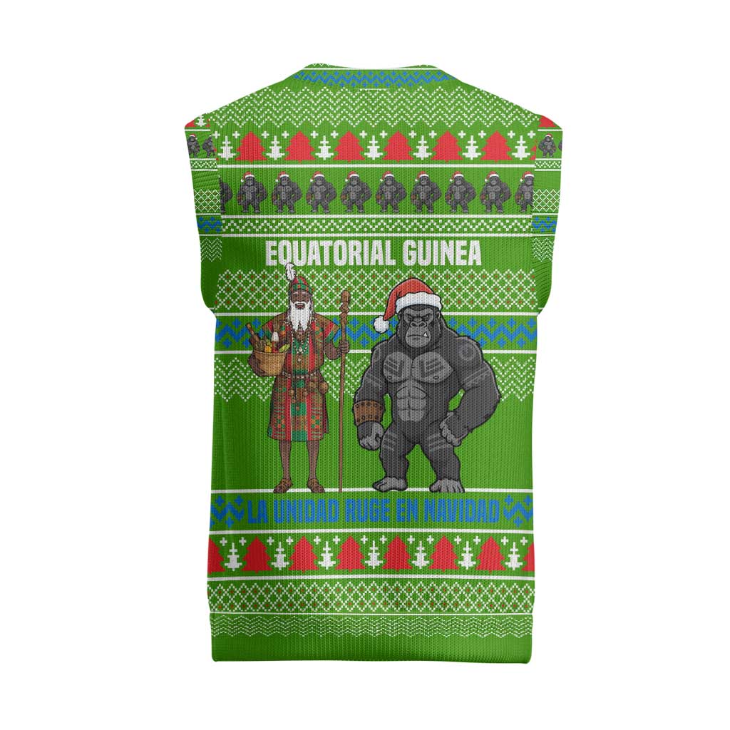 Equatorial Guinea Christmas Knitted V-Neck Vest Santa Gorilla Gift Basket - African Pride