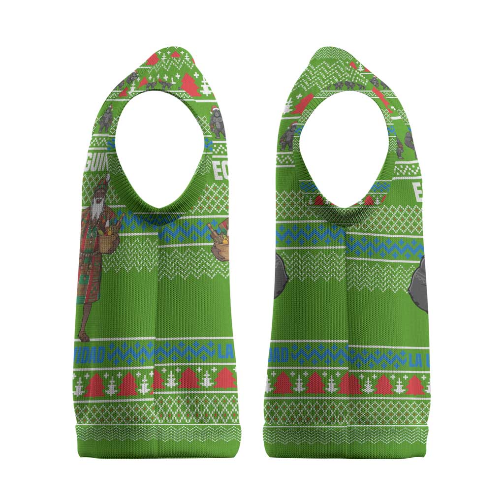 Equatorial Guinea Christmas Knitted V-Neck Vest Santa Gorilla Gift Basket - African Pride